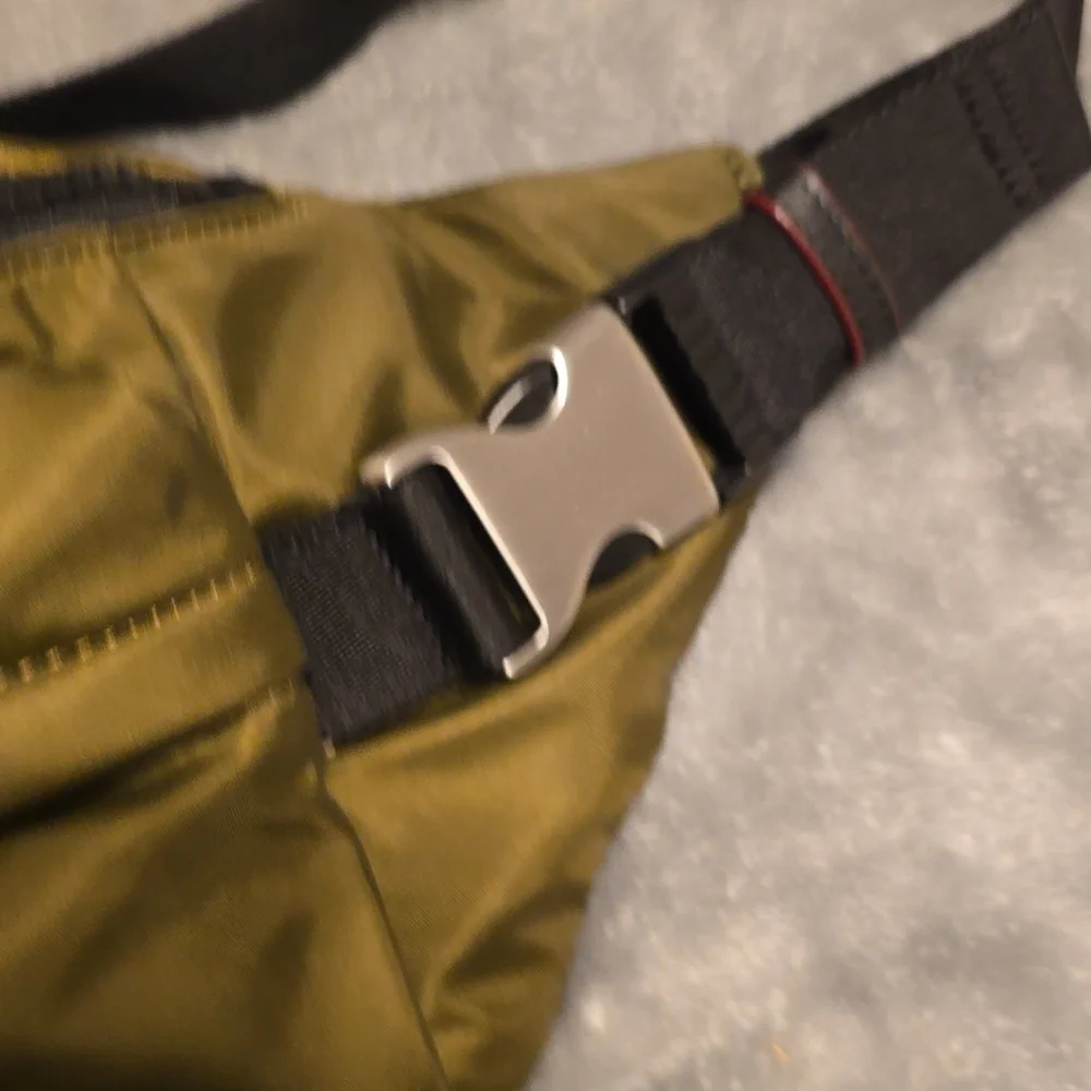 MZ Wallace Olive Green Nylon Crossbody Belt Bag with Black Strap